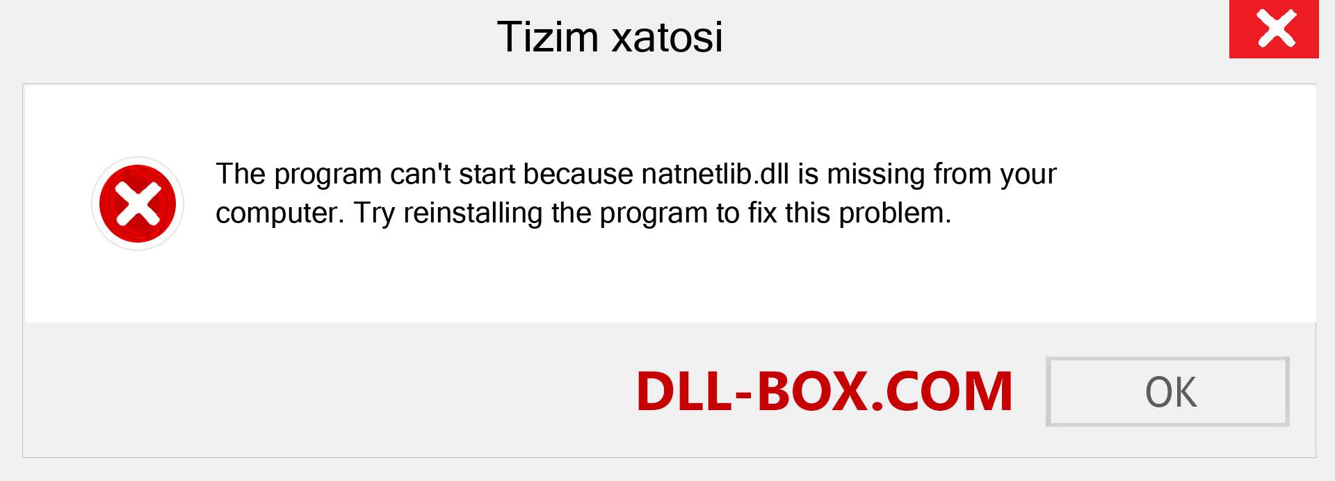 natnetlib.dll fayli yo'qolganmi?. Windows 7, 8, 10 uchun yuklab olish - Windowsda natnetlib dll etishmayotgan xatoni tuzating, rasmlar, rasmlar